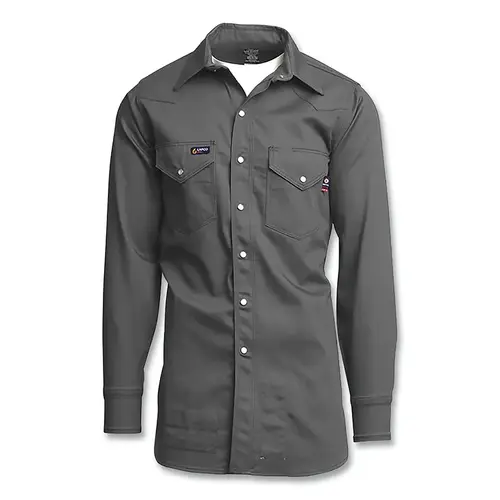FR Western Shirt, Flame-Resistant Cotton, Regular, Gray, Medium