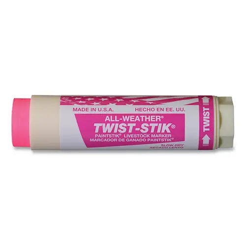Twist-Stik Livestock Marker, 1.37 in dia, 4.75 in L, Fluorescent Pink - pack of 12 Twist-Stik Livestock Marker, 1.37 in dia, 4.75 in L, Fluorescent Pink - pack of 12