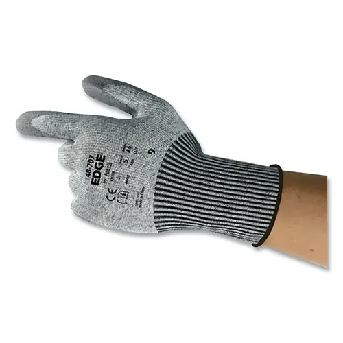 48-707 Cut-Resistant Gloves, Size 8, Grey, HPPE Blend Liner, 13 ga, PU Palm Coating, Knitwrist - 2 per pack x12 packs