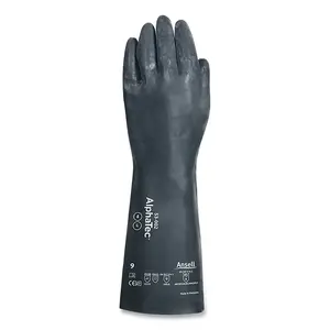 AlphaTec 53002080 Chemical Gloves, Donning and Doffing Layer, Size 8, Black, Unsupported Gauntlet - 2 per pack x6 packs