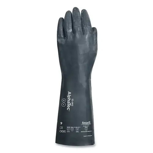Chemical Gloves, Nylon Liner, Size 10, Black, Supported Gauntlet - 2 per pack x6 packs