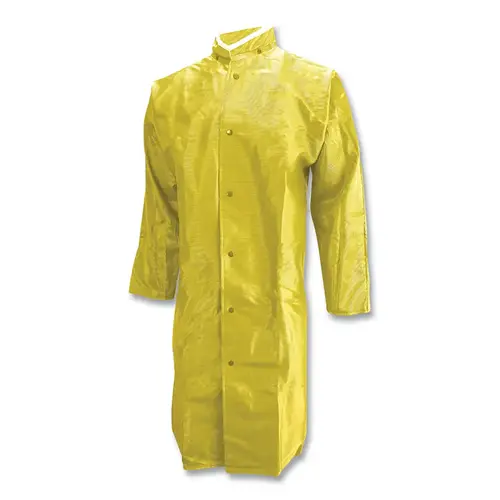 Dura Quilt 56 Series Detachable Hood Rain Coat, PVC/Polyester, Yellow, 48 in L, Medium