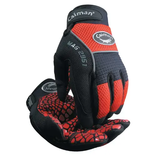 Silicon Grip Gloves, Large, Red/Black Pair