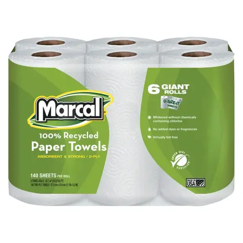100% Recycled Roll Towels, 5 1/2 x 11, 140/Roll White - pack of 24 100% Recycled Roll Towels, 5 1/2 x 11, 140/Roll White - pack of 24