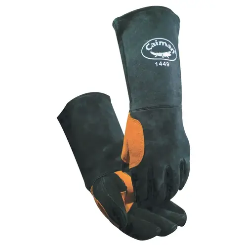 Heatflect Welding Gloves, Cow Split Leather, One Size, Black/Orange - 2 per pack x6 packs Heatflect Welding Gloves, Cow Split Leather, One Size, Black/Orange - 2 per pack x6 packs