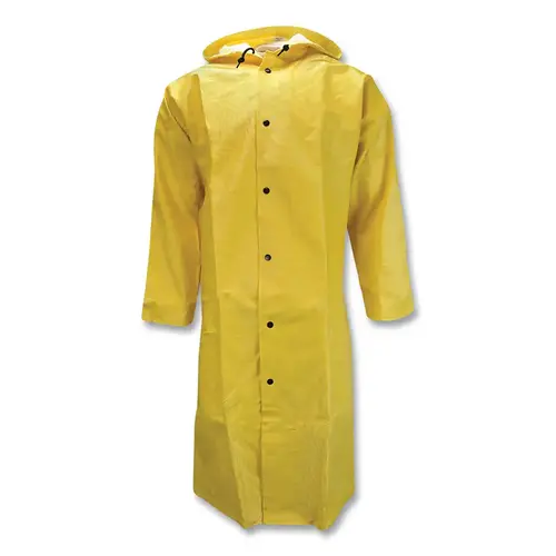 Dura Quilt 56 Series Hooded Rain Coat, PVC/Polyester, Yellow, 48 in L, Small