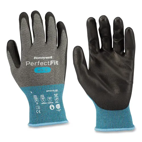Perfect Fit Cut Resistant Gloves, Polyurethane Coating, 18 Gauge, A5/E Cut level, 11-XXL Grey - 2 per pack x10 packs