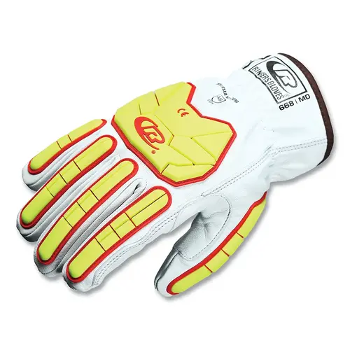 R668 Medium-Duty Impact Gloves, Size 8, Thermal Goatskin, TPR Design, Cut and Sewn Pair