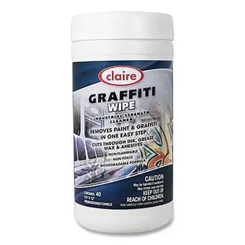 Graffiti Wipes, White, 9.5 in W x 12 in L per Sheet, 40 Wipes/Tub, 6 EA/CA - pack of 6