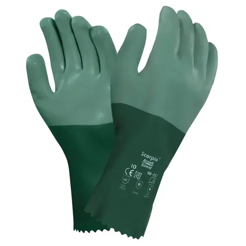AlphaTec  08-352 Neoprene Coated Gloves, Rough Finish, Size 9, Green - 2 per pack x12 packs