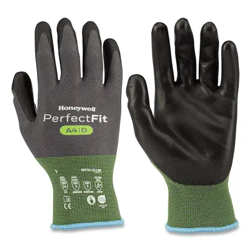 Perfect Fit Cut Resistant Gloves, Polyurethane Coating, 18 Gauge, A4/D Cut level, 11-XXL Grey - 2 per pack x10 packs