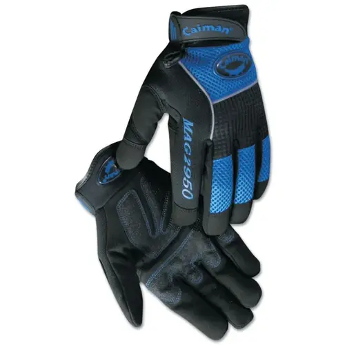 2950 Synthetic Leather Padded Palm Grip Mechanics Gloves, Large, Black/Blue/Gray Pair 2950 Synthetic Leather Padded Palm Grip Mechanics Gloves, Large, Black/Blue/Gray Pair