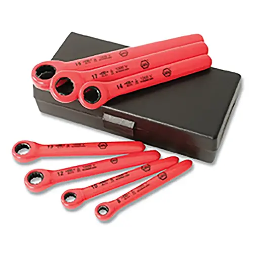 Insulated Ratcheting Wrench Set, 7 Pc, 12 Pt, Metric Insulated Ratcheting Wrench Set, 7 Pc, 12 Pt, Metric