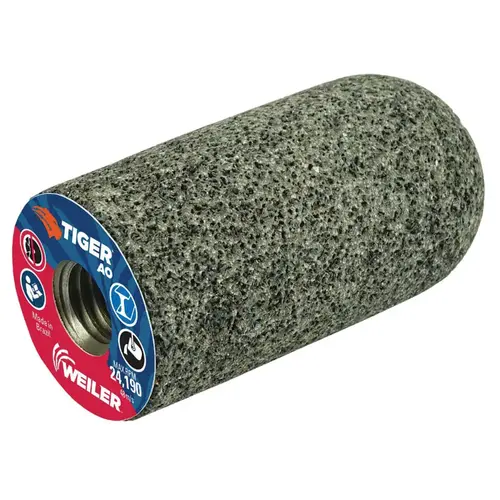 Tiger  Grinding Plug, 1-1/2 in dia x 3 in Thick x 5/8 in-11 Arbor, 24 Grit, Aluminum Oxide, Type 18R, 12 EA/BX Brown - pack of 12