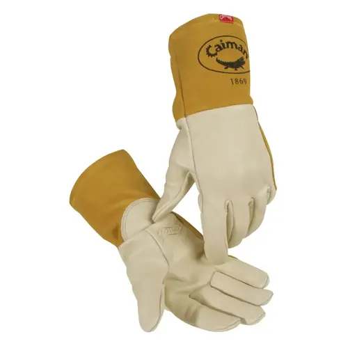 1869 Cow Grain Unlined Welding Gloves, Large, Gold, 4 in Gauntlet Cuff