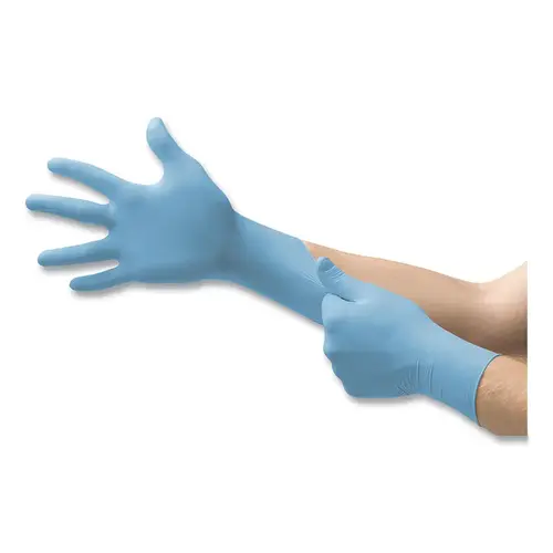 92-675 Nitrile Powder-Free Disposable Gloves, Textured Fingers, 4.3 mil Palm/5.5 mil Fingers, X-Large, Blue