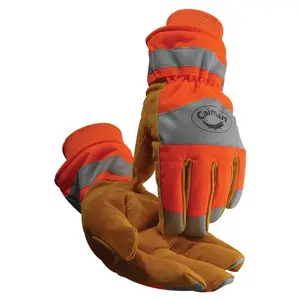 CAIMAN 1353-XL 1353 Cowhide Heatrac  Insulated Hi-Vis Waterproof Winter Work Gloves, Poly Back, X-Large, Gold/Orange/Silver