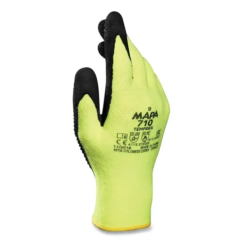 Temp-Dex 710 Nitrile Palm-Coated Heat-Resistant Gloves, Size 7, Hi-Vis Yellow, Black Palm Temp-Dex 710 Nitrile Palm-Coated Heat-Resistant Gloves, Size 7, Hi-Vis Yellow, Black Palm