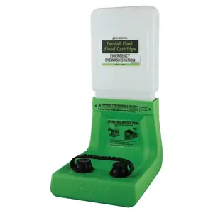 FENDALL 320004000000 Flash Flood  Emergency Eyewash Station, 1 gal, Gravity Feed, Wall Mounting Green; Clear