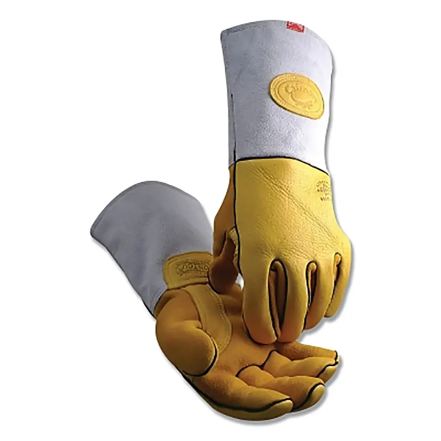 CAIMAN 1485 Elk Skin Wool Insulated Unlined Palm MIG/Stick Welding Gloves Large Gold/Beige Gold; Gray Pair 1485-L