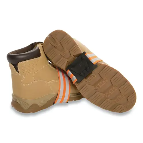 Qwik Grip Mid-Sole Traction Aid, Non-Defined Heel, Rubber, Tungsten Carbide, Elastic, Black/Hi-Vis Orange, One Size Fits Most Pair