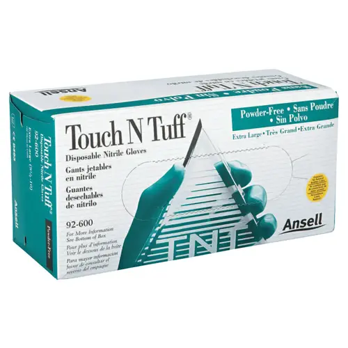 92-600 Nitrile Powder-Free Disposable Gloves, Smooth, 4.9 mil Palm/5.5 mil Fingers, X-Large, Green 92-600 Nitrile Powder-Free Disposable Gloves, Smooth, 4.9 mil Palm/5.5 mil Fingers, X-Large, Green