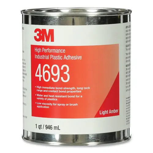 High Performance Industrial Plastic Adhesive, 4693, 1 qt, Can, Light Amber High Performance Industrial Plastic Adhesive, 4693, 1 qt, Can, Light Amber