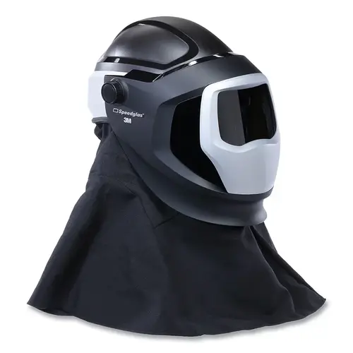 Versaflo Resp M-Series Helmet Assembly with Flame Resistant Shroud and Speedglas Welding Shield Leather Versaflo Resp M-Series Helmet Assembly with Flame Resistant Shroud and Speedglas Welding Shield Leather