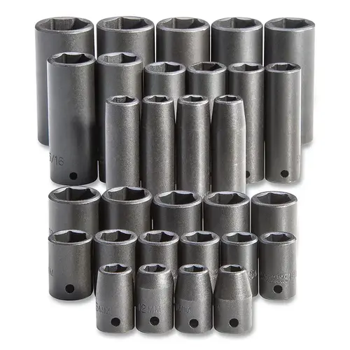Impact Socket Set, 30-Pc, 1/2 in, 6-point, Standard and Deep Impact Socket Set, 30-Pc, 1/2 in, 6-point, Standard and Deep