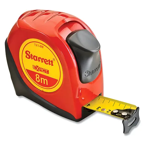 Tape Measure: 26 ft Long, 1" Width, Yellow Blade Nylon