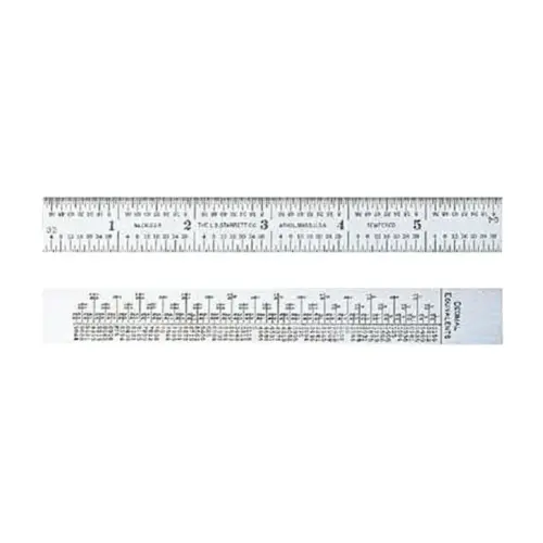 Steel Rule With Decimal Equivalents, 6 in, Steel Steel Rule With Decimal Equivalents, 6 in, Steel