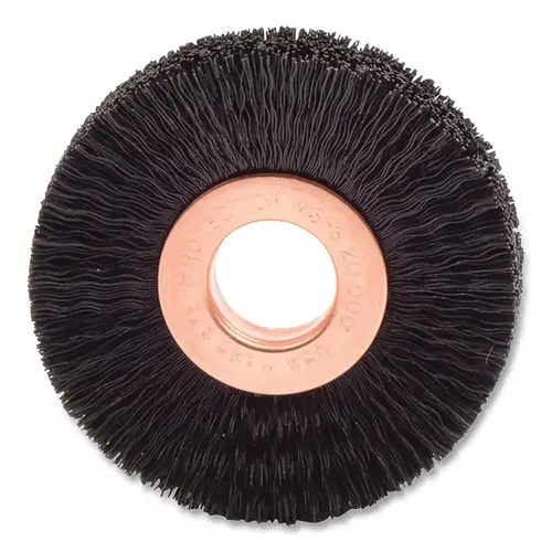 Nylon Wheel Brush, 2 in dia, 0.010 Bristle dia, 1/2 in Arbor, 20000 rpm Black - pack of 10 Nylon Wheel Brush, 2 in dia, 0.010 Bristle dia, 1/2 in Arbor, 20000 rpm Black - pack of 10