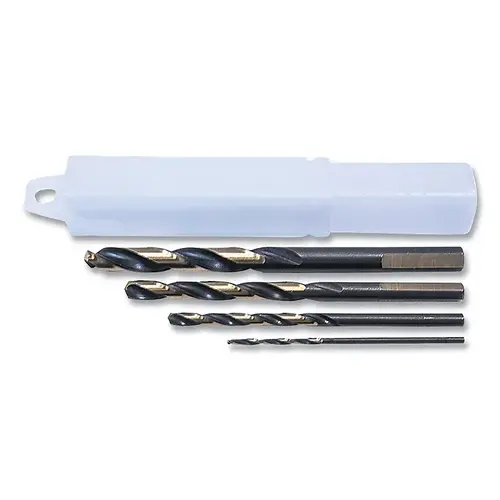 1875R Heavy-Duty Black and Gold Mechanics Length Drill Set, 4-Pc, 1/16 in-1/4 in Drill Sizes 1875R Heavy-Duty Black and Gold Mechanics Length Drill Set, 4-Pc, 1/16 in-1/4 in Drill Sizes