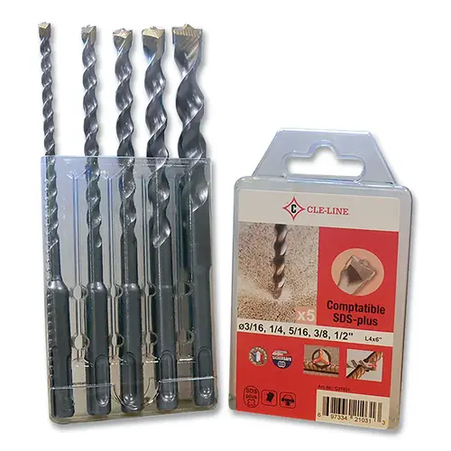 1821 SDS -plus Carbide Tipped Masonry Bit Set, 5 Pc, 118 degree Point Angle 1821 SDS -plus Carbide Tipped Masonry Bit Set, 5 Pc, 118 degree Point Angle
