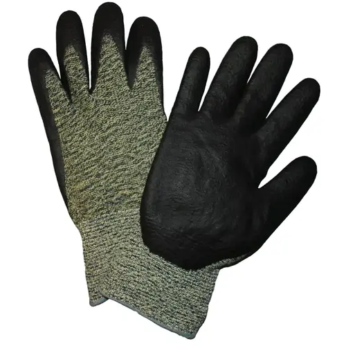 Cut-Resistant Gloves: Size L, ANSI Cut A3, Foam Nitrile, Aramid & Polyamide Gray/Black Pair