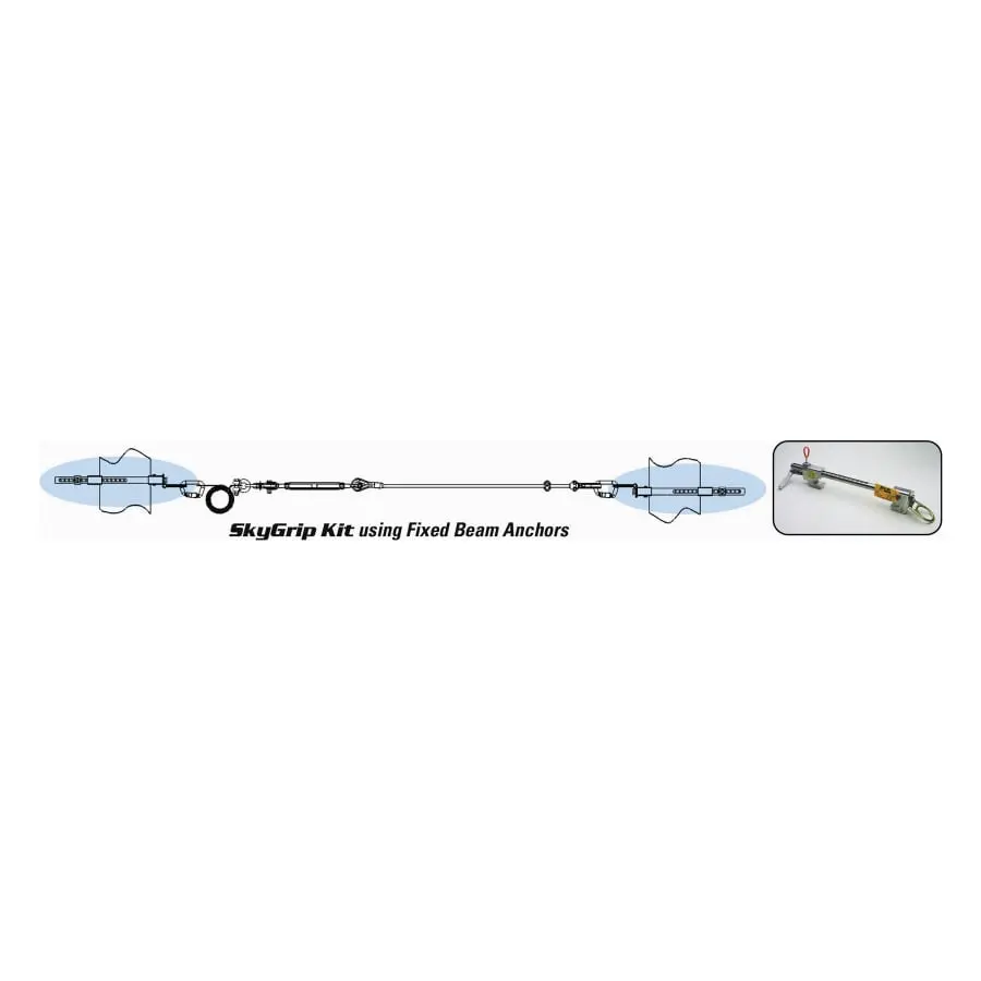 Honeywell SkyGrip Wire Rope Lifeline Kit with Two 8815-24 Fixed Beam Anchor SG881524/60FT Honeywell SkyGrip Wire Rope Lifeline Kit with Two 8815-24 Fixed Beam Anchor SG881524/60FT