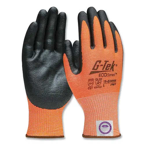 ECO Series , D340OR, Dyneema  Diamond Blended 2.0, Nitrile Coated Foam Grip, Large, Hi-Vis Orange - 2 per pack x12 packs