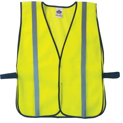 GloWear  Safety Vest, 8020HL, Non-Certified, 1 in Reflective Strip, Hook and Loop, One Size, Lime
