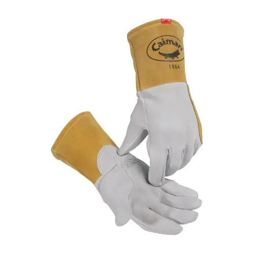 1864 Deerskin Unlined Lean-On Patch TIG Welding Gloves, Small, Gray, 4 in Gauntlet Cuff - 2 per pack x120 packs
