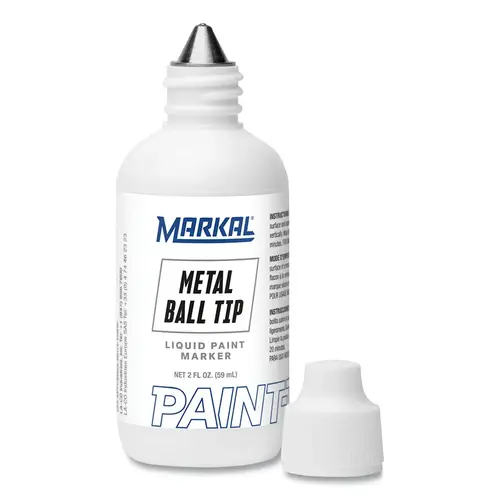 Ball Paint Marker Non-Drip Paint, White, 1/8 in Tip, Metal Ball Point Ball Paint Marker Non-Drip Paint, White, 1/8 in Tip, Metal Ball Point