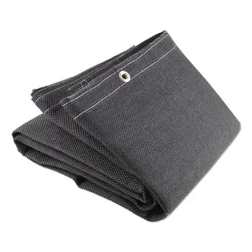 Vermiculite Medium-Duty Welding Blanket, 8 ft W x 10 ft L, 24 oz, with Grommets, Black