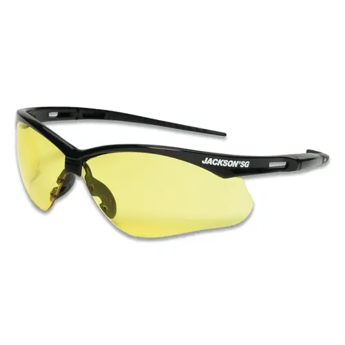 SG Series Safety Glasses, Amber Poly Lens, Hardcoat Anti-Scratch, Black Poly Half-Frame SG Series Safety Glasses, Amber Poly Lens, Hardcoat Anti-Scratch, Black Poly Half-Frame