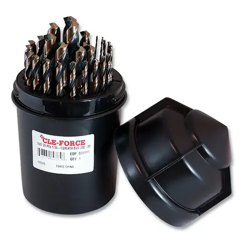 Bit Barrel  1607 Black and Gold Jobber Length Drill Set, 29 Pc, 1/16 in to 1/2 in x 1/64 in
