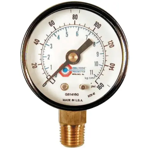 2 in Chrome Plated Gauge, 160 psi (tensile), Chrome, 1/4 in NPT(M) 2 in Chrome Plated Gauge, 160 psi (tensile), Chrome, 1/4 in NPT(M)