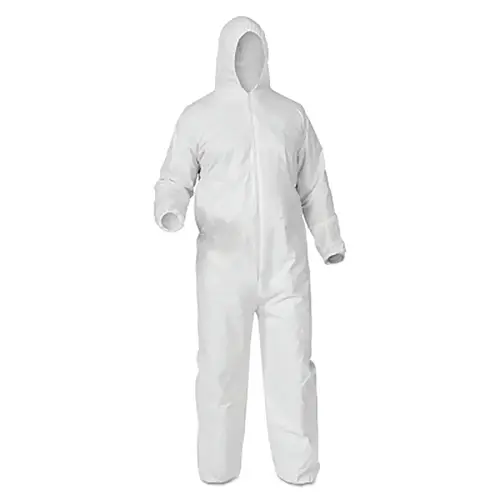 KleenGuard  A35 Economy Liquid & Particle Protection Coveralls, Zipper Front/Elastic Wrists/Ankles/Hood, White, 2XL