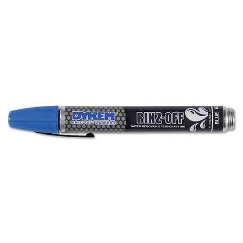 RINZ OFF Water Removable Temporary Marker, Blue, Broad Threaded Cap - pack of 12 RINZ OFF Water Removable Temporary Marker, Blue, Broad Threaded Cap - pack of 12