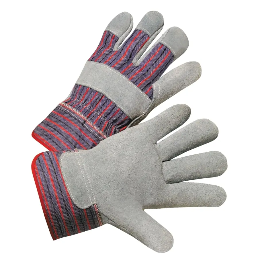 Anchor Industries Leather Palm Gloves Large Cowhide Leather Gray Striped Back - 2 per pack x12 packs 2000