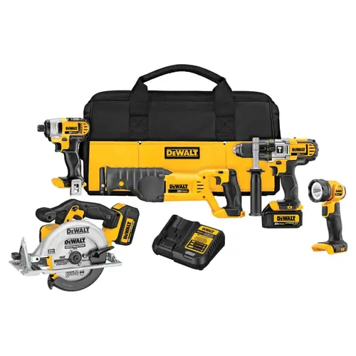 20V MAX* Premium 5-Tool Combo Kit, 20 V, 1/2 in Hammerdrill, 1/4 in Imp Driver, 6-1/2 in Circular Saw, Work light, Recip Saw 20V MAX* Premium 5-Tool Combo Kit, 20 V, 1/2 in Hammerdrill, 1/4 in Imp Driver, 6-1/2 in Circular Saw, Work light, Recip Saw
