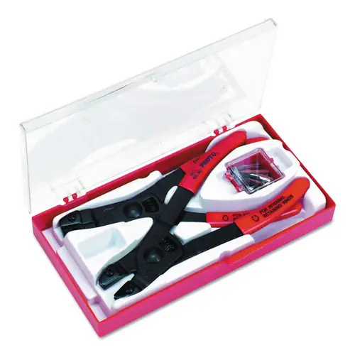 Retaining Ring Pliers Set, Straight Tip, Bore Diameter 3/8 in to 2 in Retaining Ring Pliers Set, Straight Tip, Bore Diameter 3/8 in to 2 in