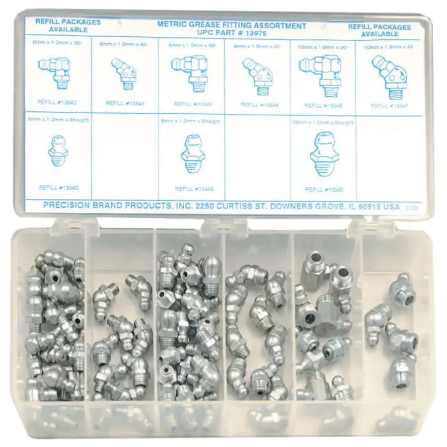 Precision Brand Metric Grease Fitting Assortments 100 per set 13975